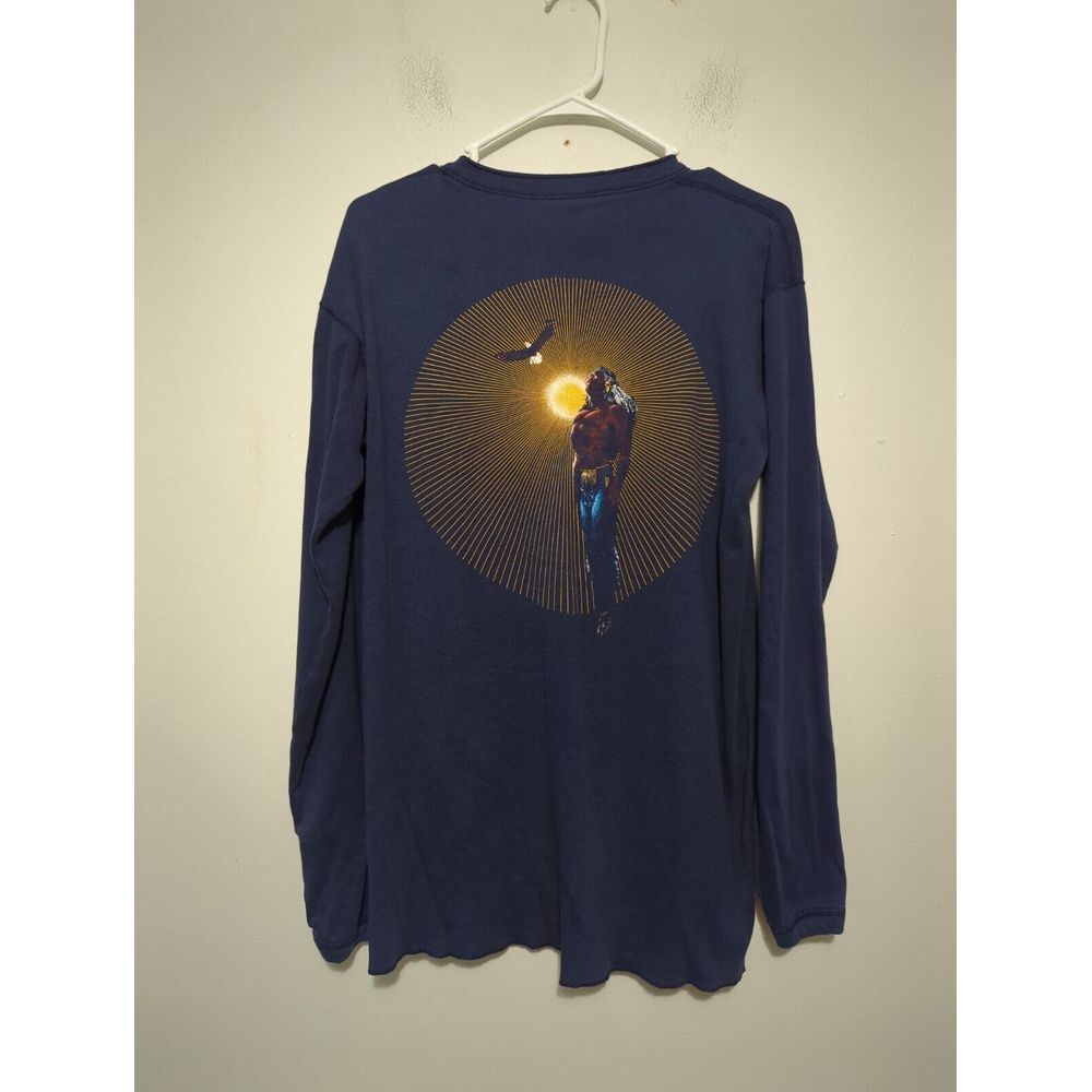 Vintage‎ Rising Spirit Mens Navy Blue Henley Shirt Made in USA Size Large